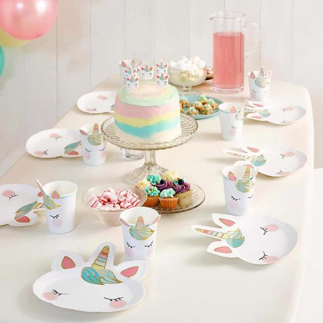 Talking Tables Unicorn Face Shaped Plates   8 per pack GOODS M&S   