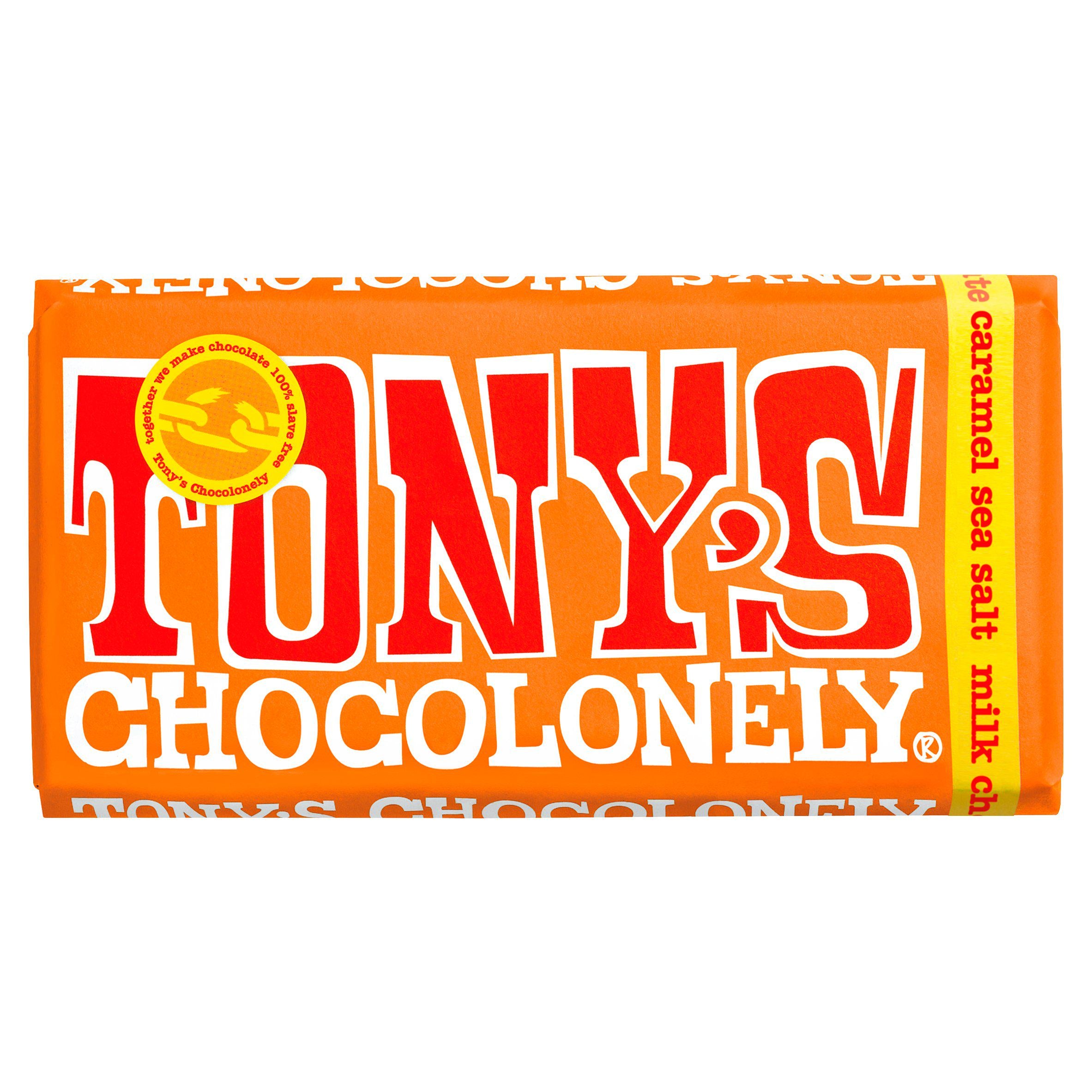 Tony's Chocolonely Milk Chocolate Caramel Sea Salt 180g Block chocolate bars Sainsburys   