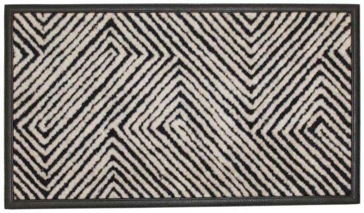 Primeur Abstract Black & White Cut Pile Doormat - 45x75cm GOODS Argos