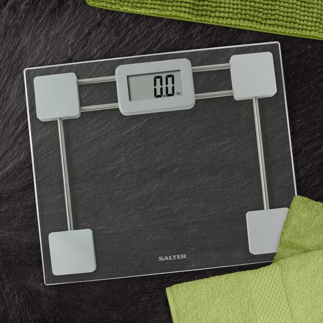 Salter Toughened Glass Compact Electronic Bathroom Scale - Silver