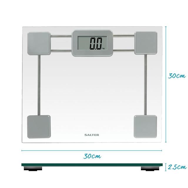 Salter Toughened Glass Compact Electronic Bathroom Scale - Silver GOODS M&S   