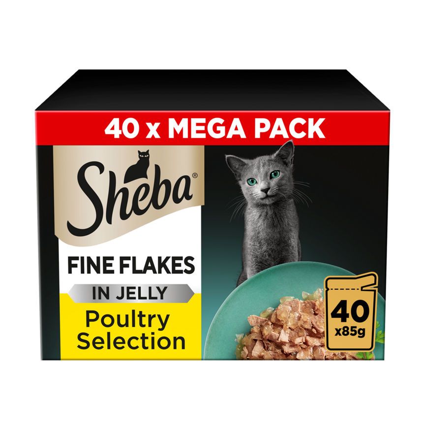 Sheba Fine Flakes Poultry Collection in Jelly Adult Cat Food Pouches