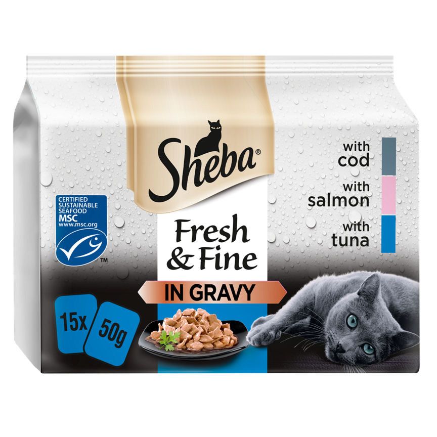 Sheba Fresh & Fine Adult 1+ Wet Cat Food Pouches Fish Collection in Gravy GOODS ASDA   