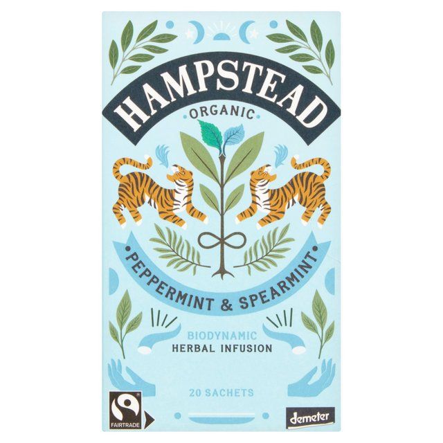 Peppermint & Spearmint Tea Bags Organic Biodynamic Fairtrade Hampstead Tea   20 per pack GOODS M&S   