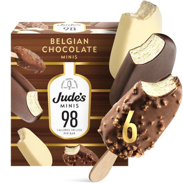 Jude's Mini Chocolate Almond &amp; White Lower Calorie Ice Cream   6 x 50ml