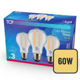 TCP Classic LED Clear Screw 60W Light Bulbs   3 per pack GOODS M&S   