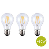 TCP Classic LED Clear Screw 60W Light Bulbs   3 per pack GOODS M&S   