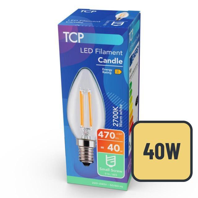 TCP Candle LED Clear Screw 40W Light Bulb