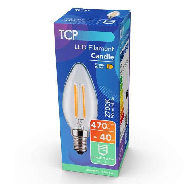 TCP Candle LED Clear Screw 40W Light Bulb GOODS M&S   