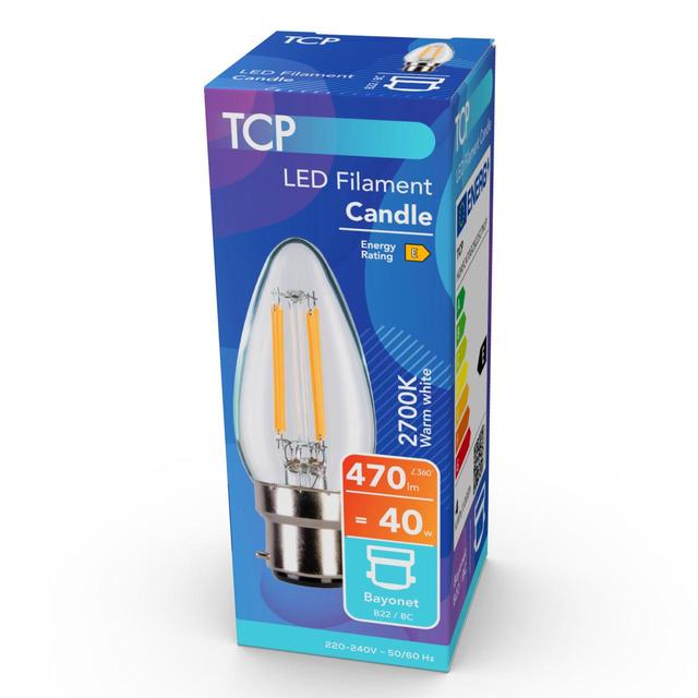 TCP Candle Clear Bayonet 40W Light Bulb GOODS M&S   