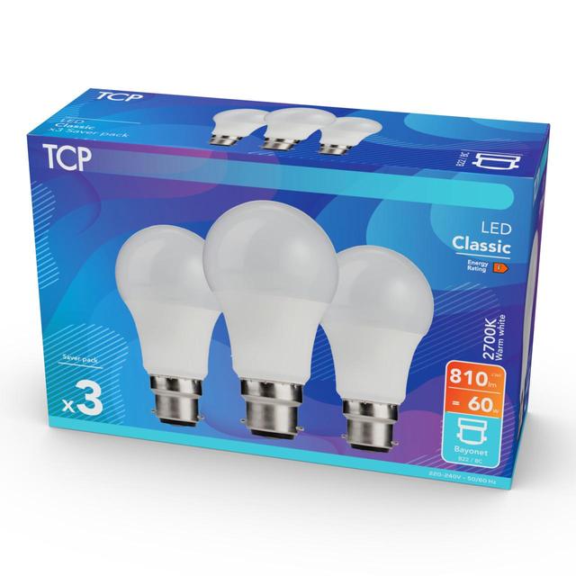 TCP Classic LED Bayonet 60W Light Bulbs   3 per pack GOODS M&S   