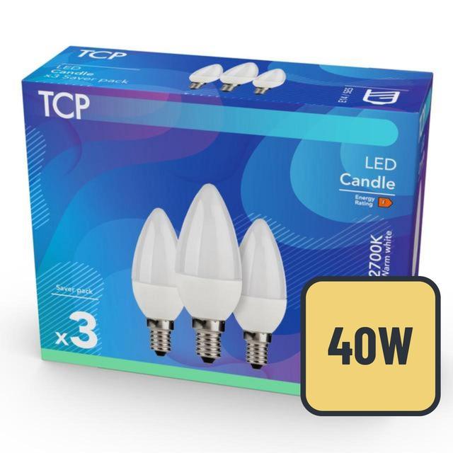 TCP Candle Coated Small Screw 40W Light Bulbs   3 per pack GOODS M&S   