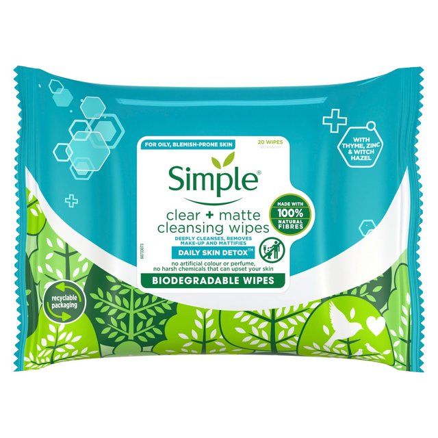 Simple Wipes Daily Detox Matte   20 per pack