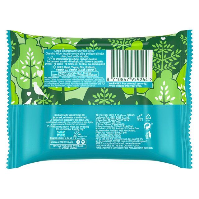 Simple Wipes Daily Detox Matte   20 per pack GOODS M&S   