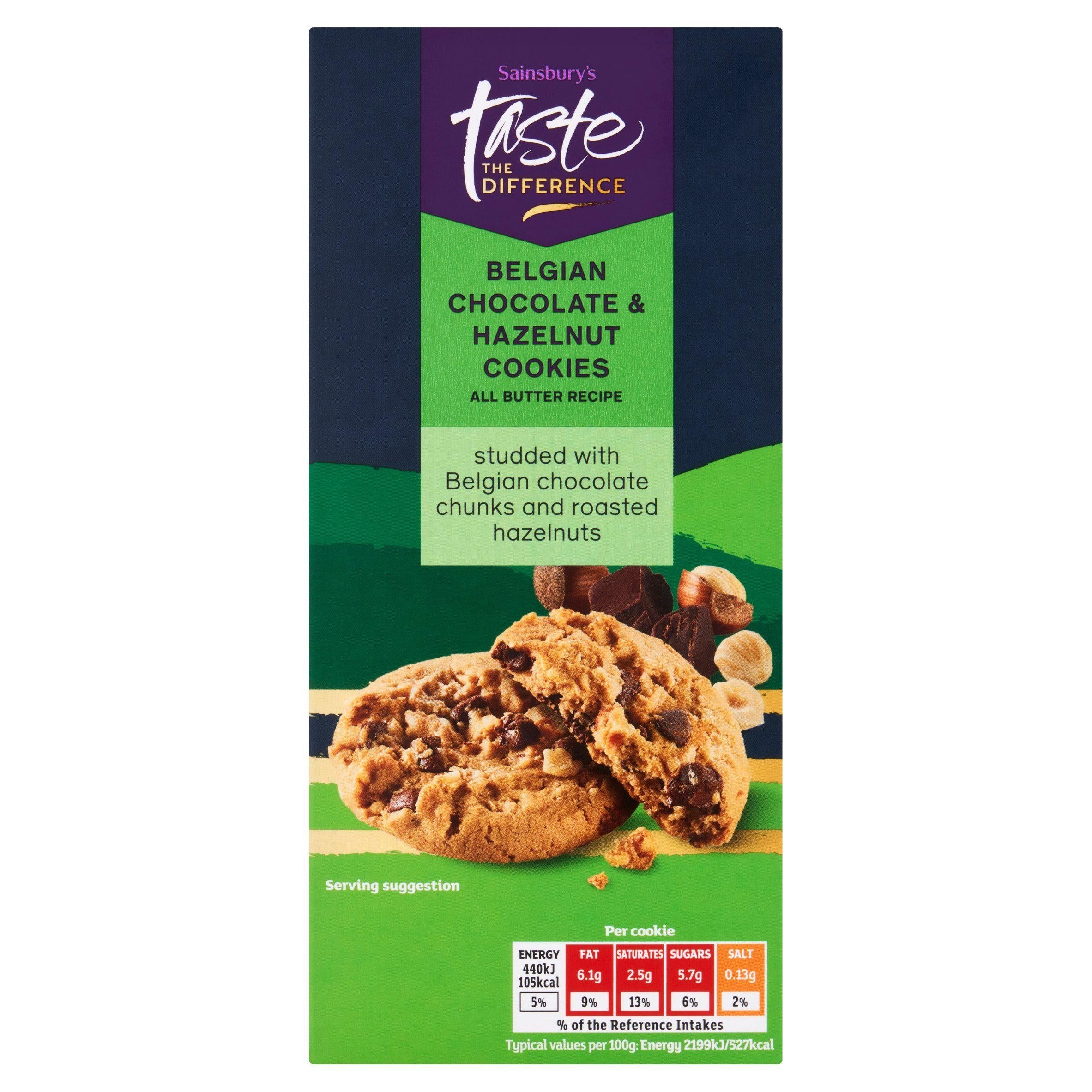 Sainsbury's Chocolate Chunk & Hazelnut Cookies, Taste the Difference 200g Chocolate biscuits Sainsburys   