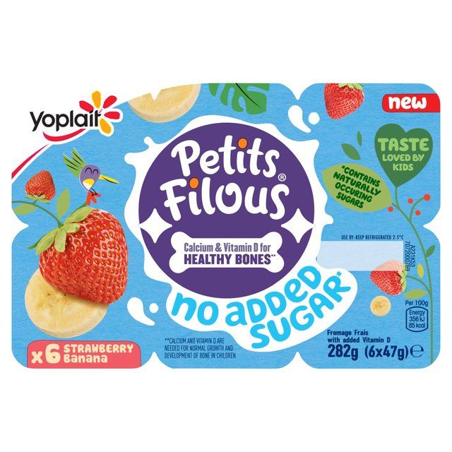 Petits Filous Kids No Added Sugar Strawberry & Banana Yoghurt Pots   6 x 47g GOODS M&S   