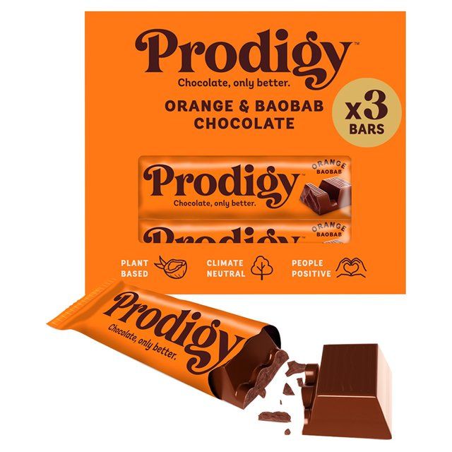 Prodigy Chunky Orange Chocolate Bar Multipack   3 x 35g