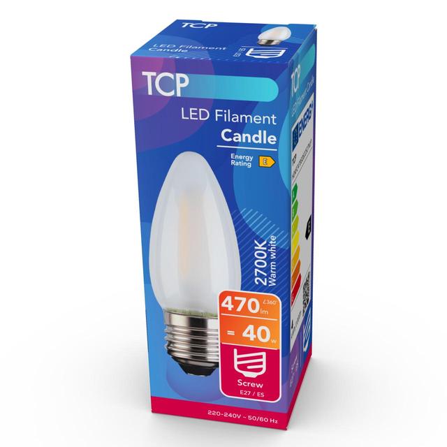 TCP Candle LED Coated Screw 40W Light Bulb