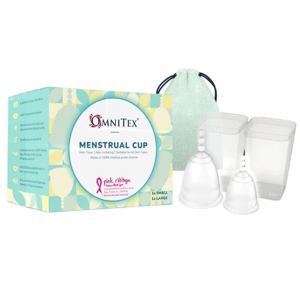 Omnitex Menstrual / Period Cups - 2pk (1  Small & 1 Large)