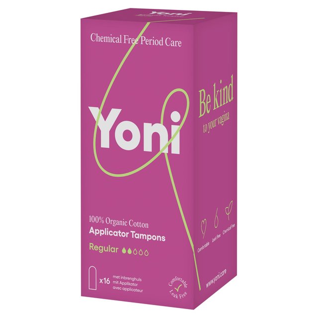 Yoni Organic Applicator Tampons Regular   16 per pack