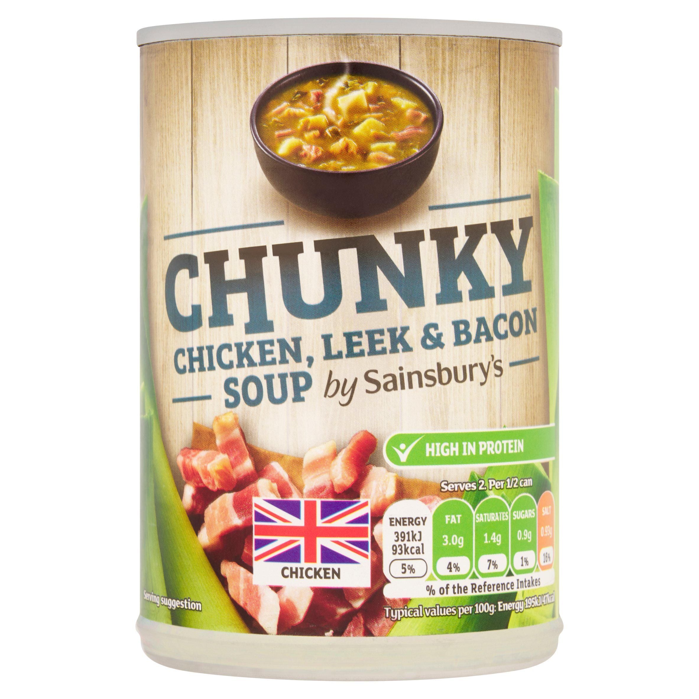 Sainsbury's Chunky Chicken, Leek & Bacon Soup 400g Instant snack & meals Sainsburys   