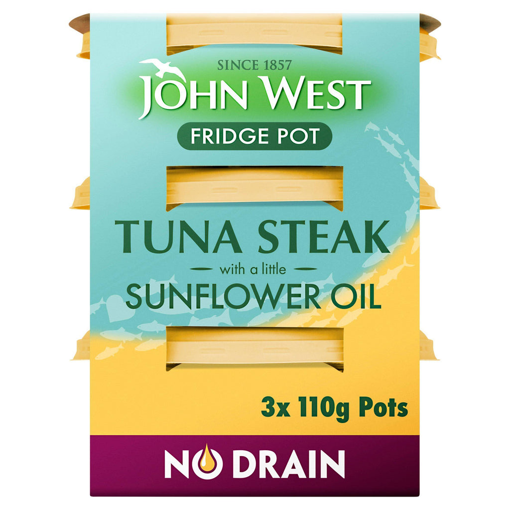 John West No Drain Fridge Pot Tuna Steak with a Sunflower Oil 3 x 110g