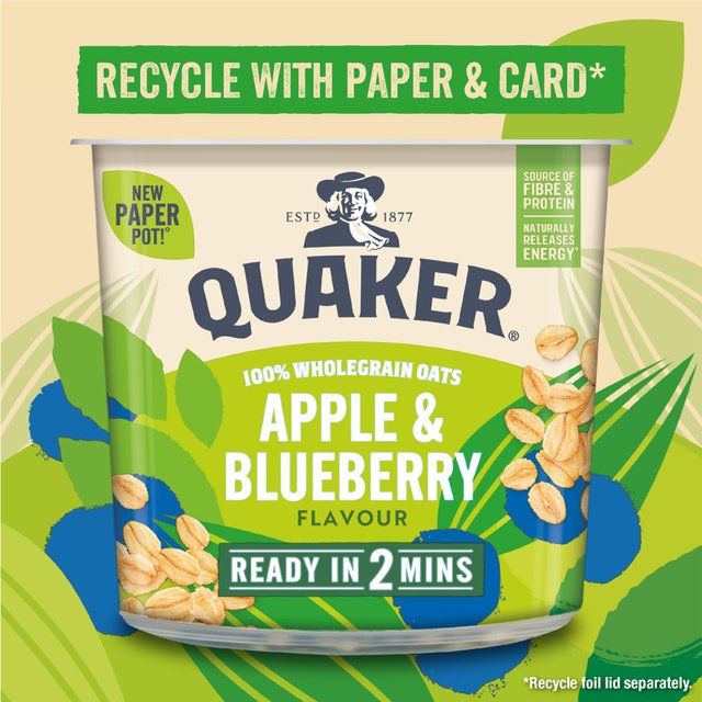 Quaker Oat So Simple Apple & Blueberry Porridge Cereal Pot   57g Cereals M&S   