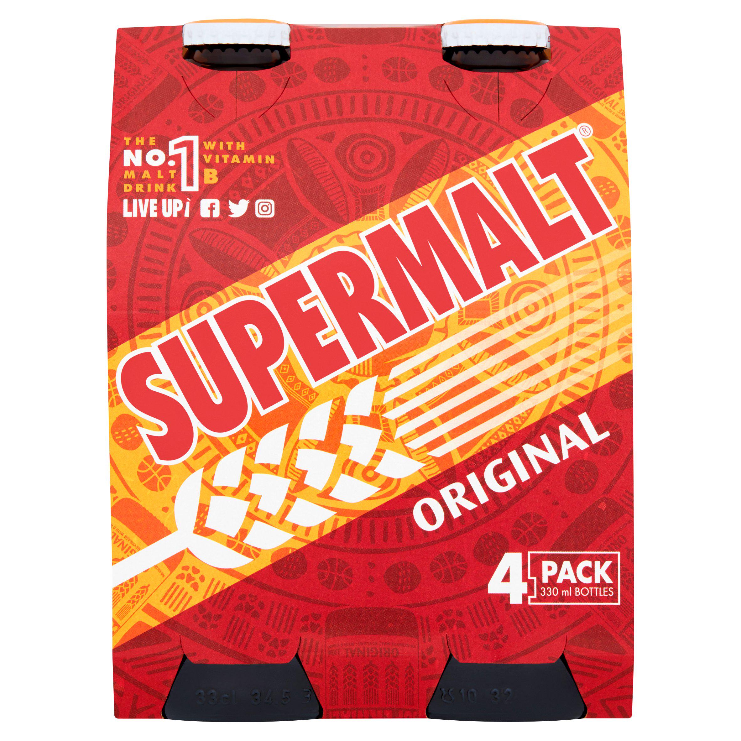 Supermalt Bottles 4x330ml African & Caribbean Sainsburys   