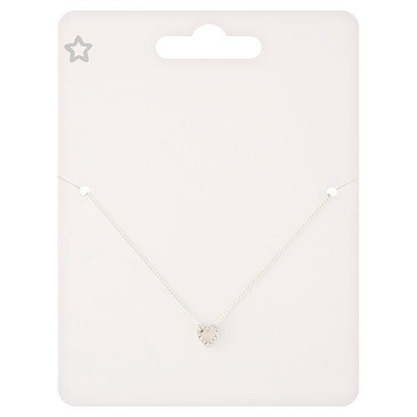 Superdrug Silver Tone Diamante Heart Necklace GOODS Superdrug   