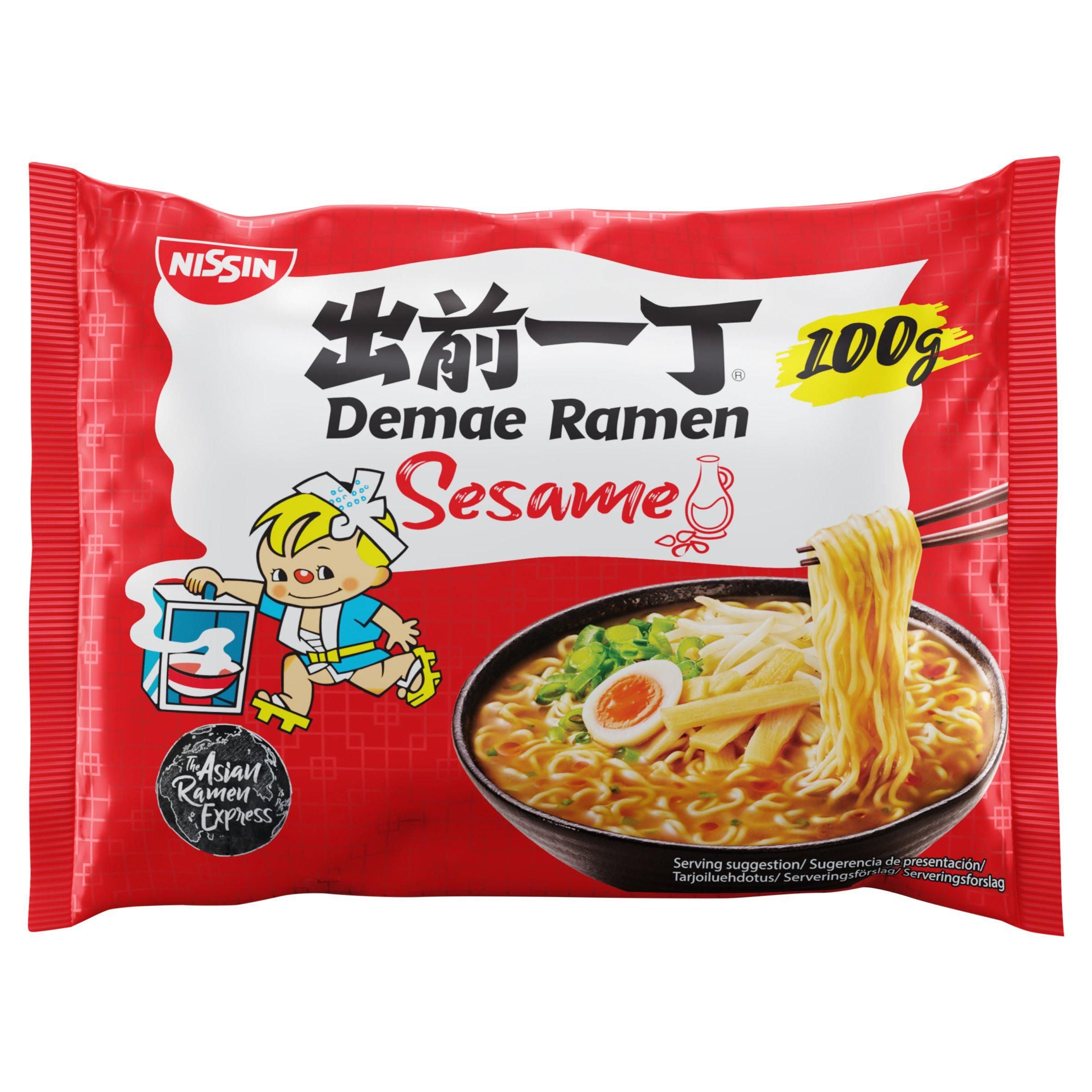 Nissin Demae Ramen Sesame Flavour Japanese Noodlesoup 100g Cup & instant Sainsburys   