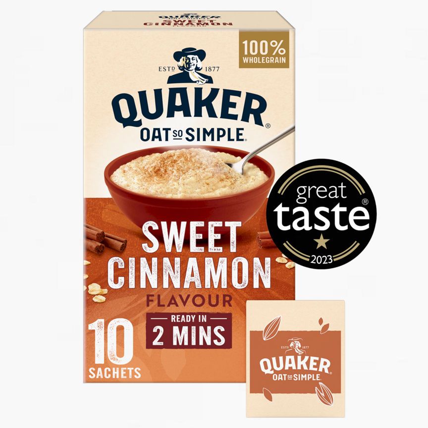 Quaker Oat So Simple Sweet Cinnamon Porridge 10 Pack Cereals ASDA   