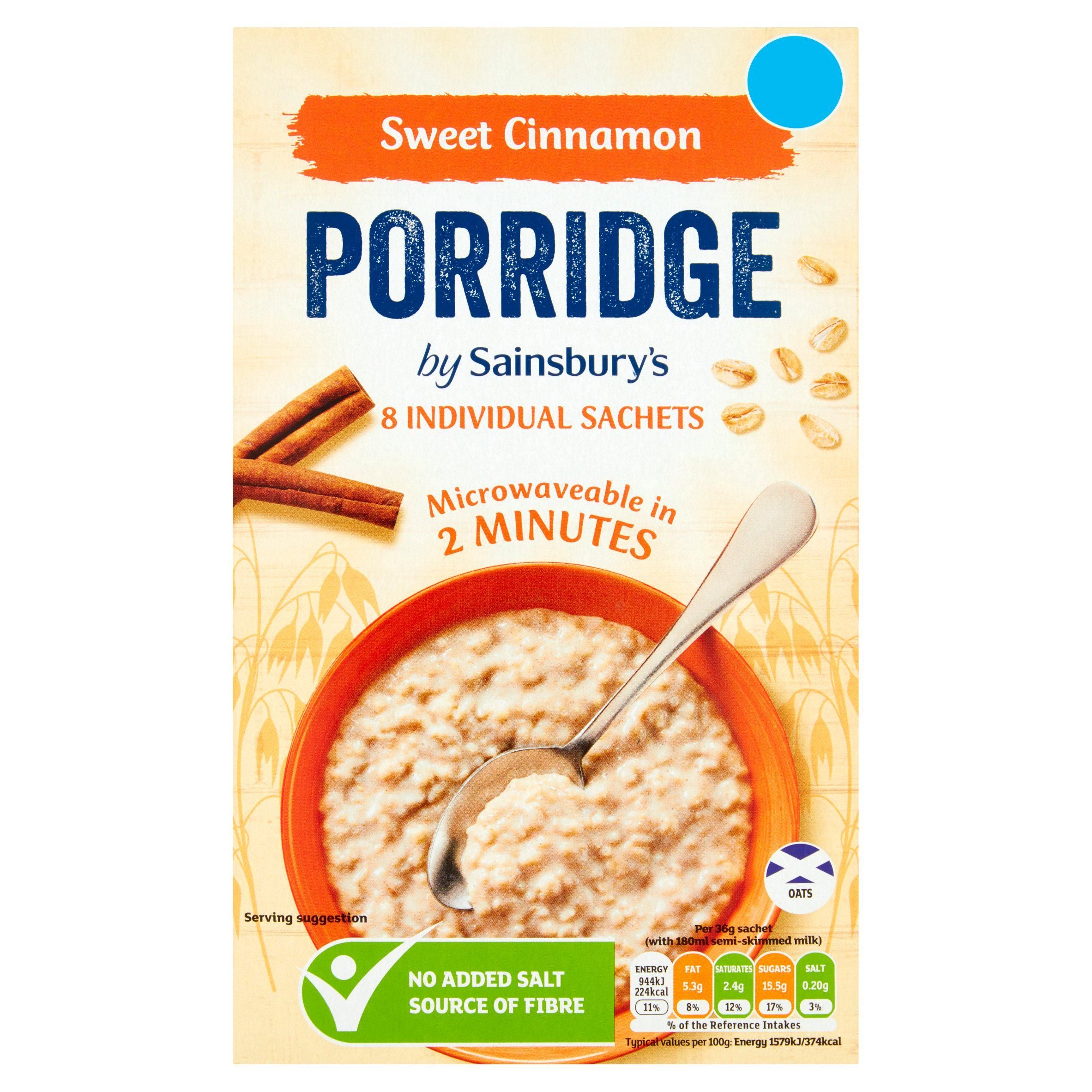 Sainsbury's Sweet Cinnamon Porridge 8 x 36g (288g) cereals Sainsburys   