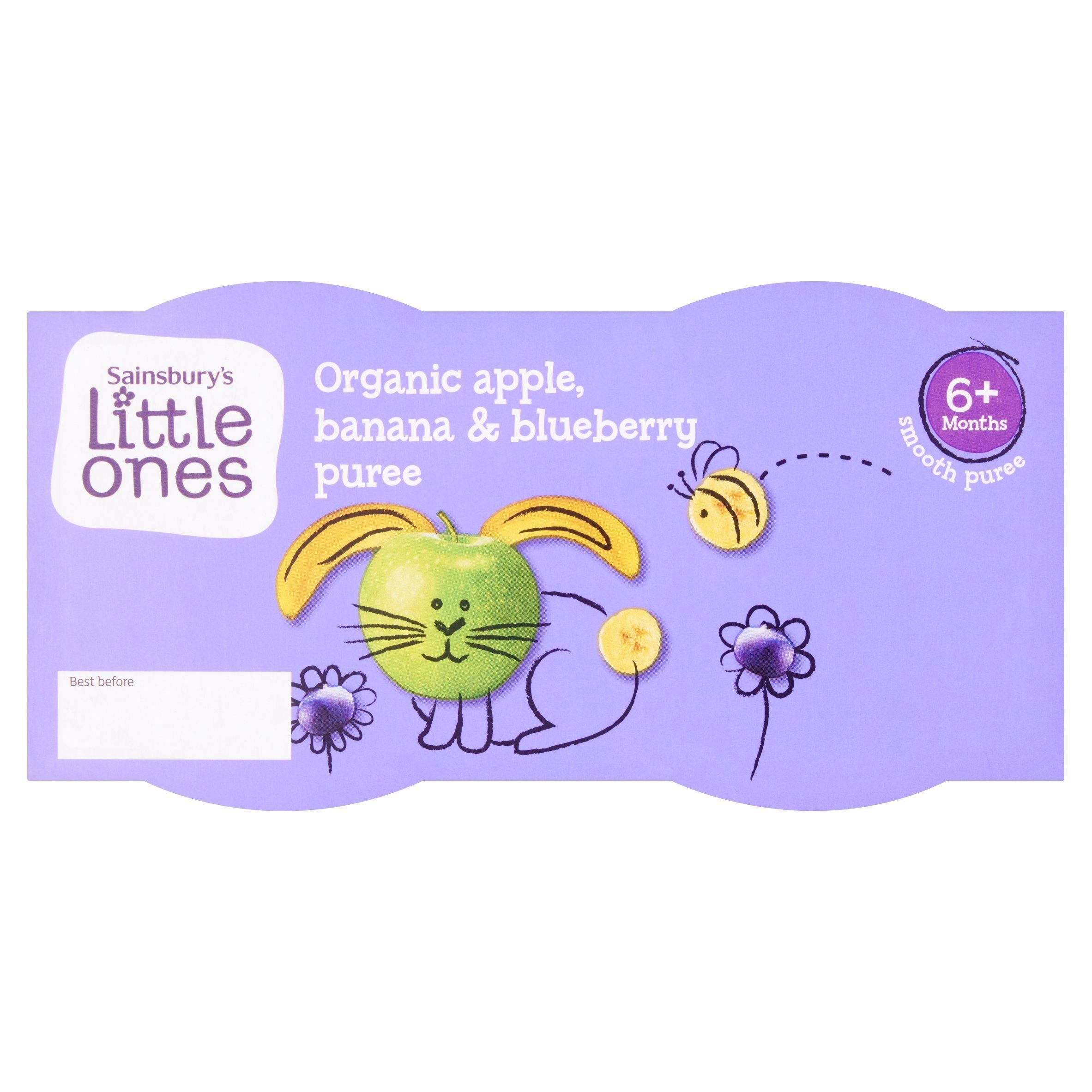 Sainsbury's Little Ones Organic Apple Banana & Blueberry Pots 4x110g GOODS Sainsburys   