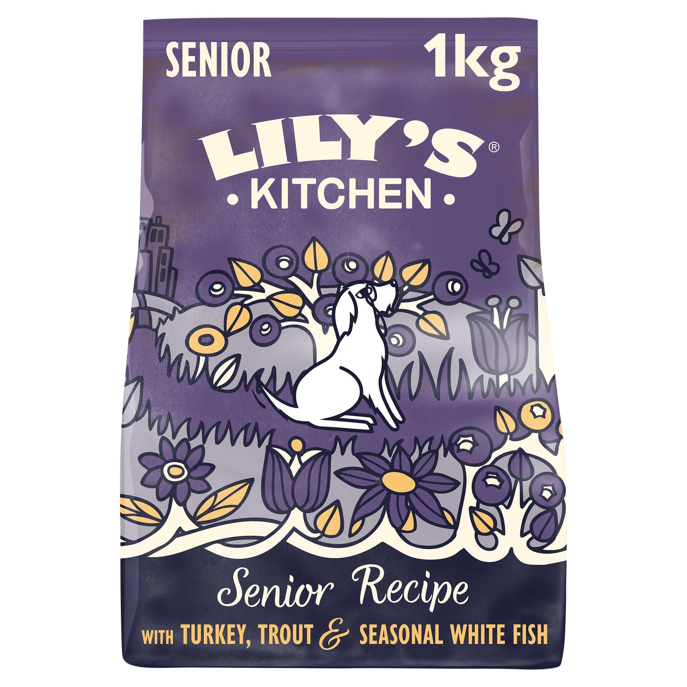 Lily's Kitchen Proper Food For Dogs Complete Nutrition Adult 8+ Salmon & Trout 1kg Dry dog food Sainsburys   