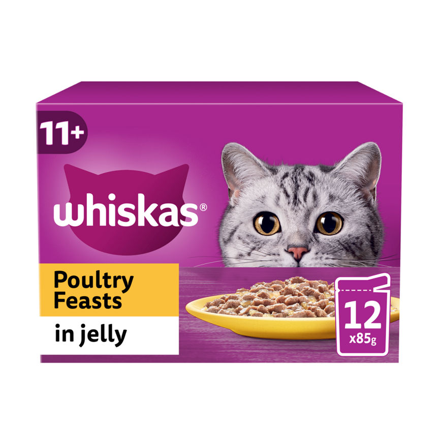 Whiskas 11+ Poultry Feasts Senior Wet Cat Food Pouches in Jelly