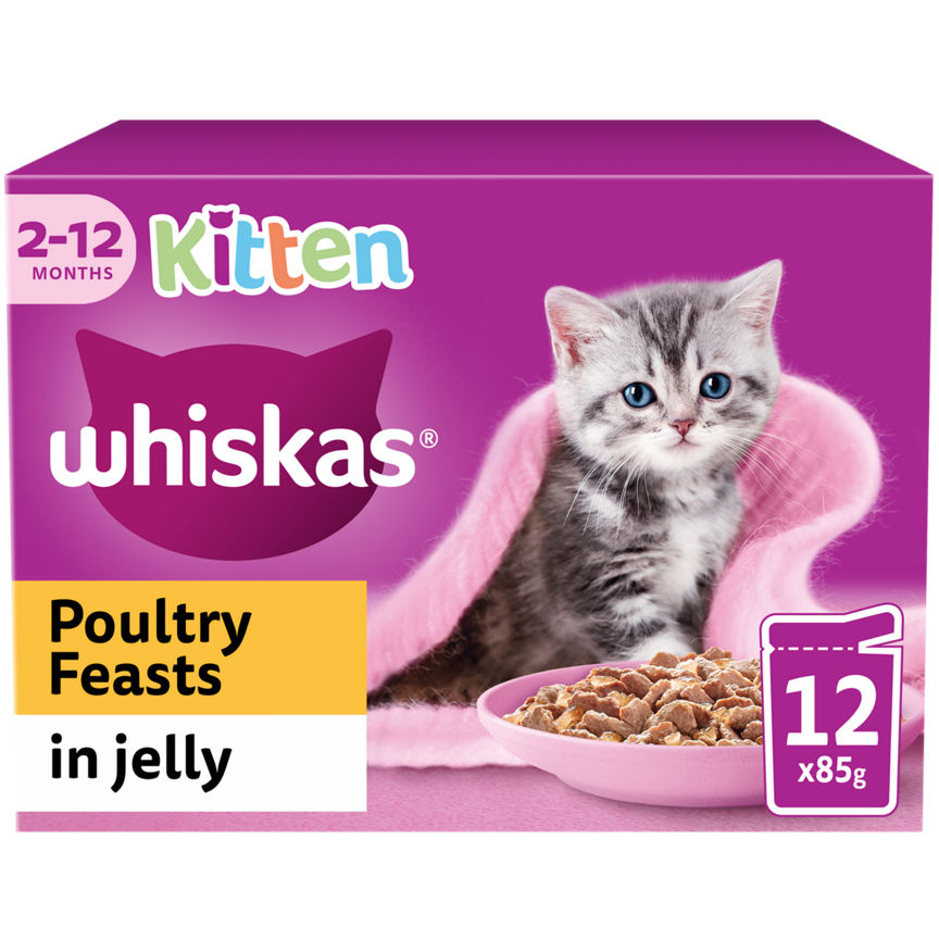 Whiskas Kitten Poultry Feasts Wet Cat Food Pouches in Jelly