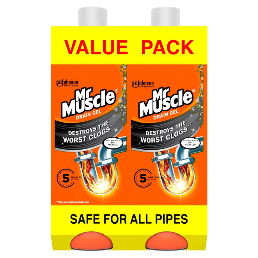 Mr Muscle Drain Gel Twin Pack GOODS ASDA   