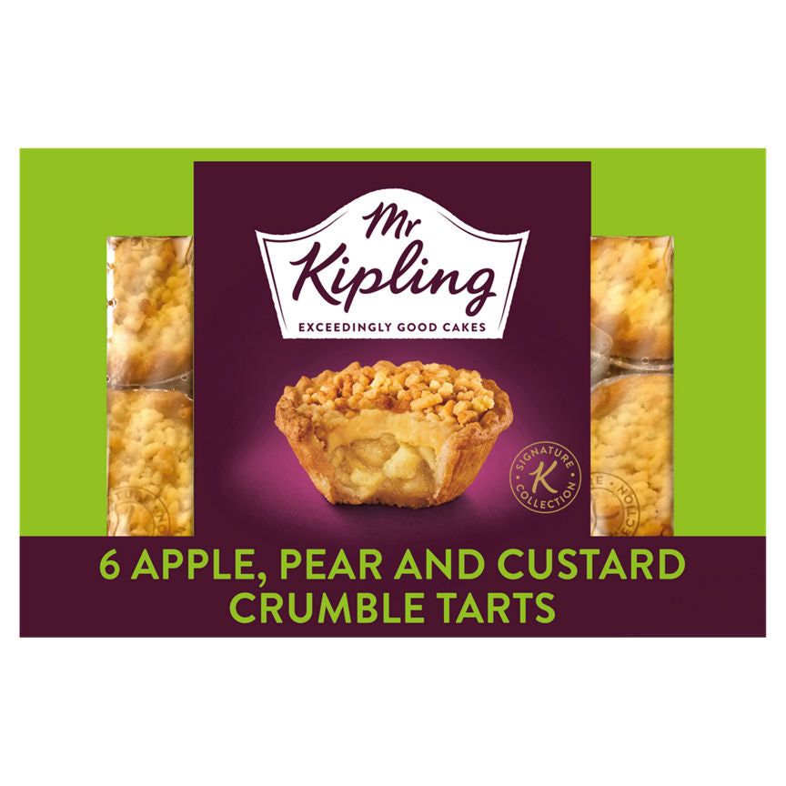 Mr Kipling Signature Collection 6 Apple, Pear and Custard Crumble Tarts GOODS ASDA   