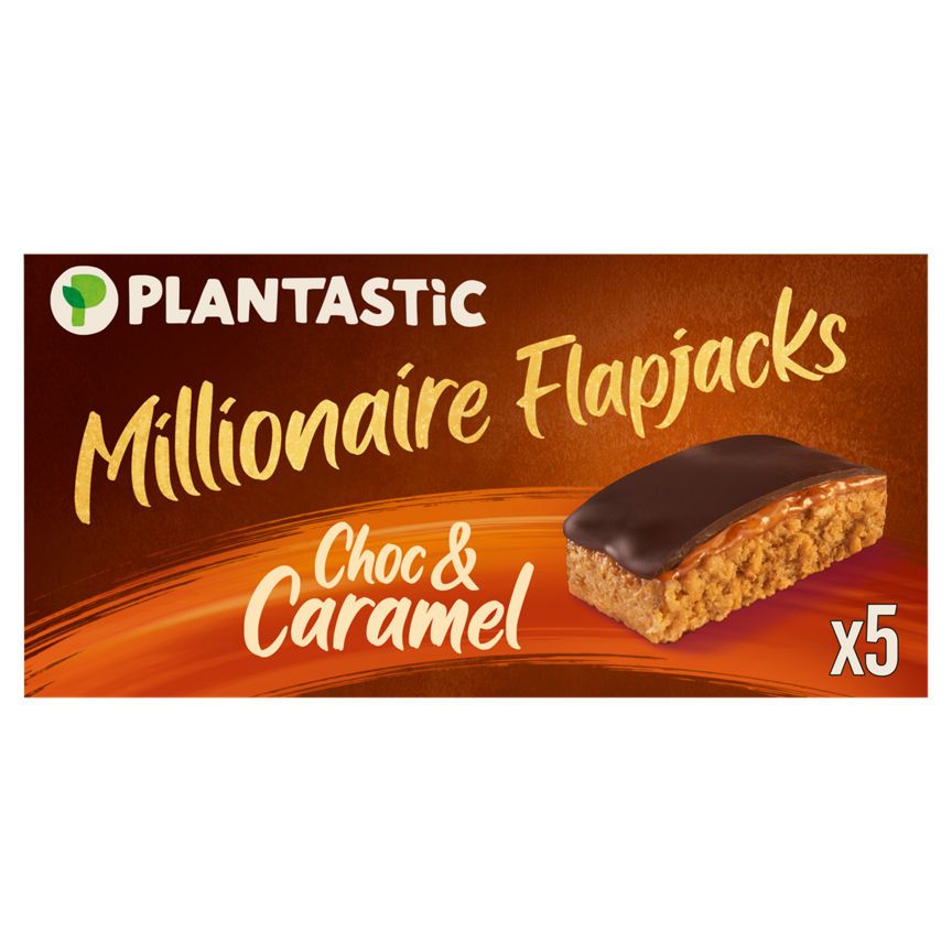 Plantastic 5 Millionaire Flapjacks Slices Choc & Caramel GOODS ASDA   