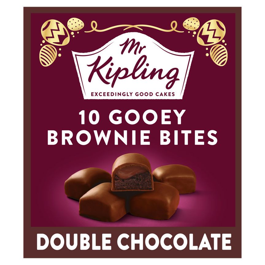 Mr Kipling 10 Gooey Brownie Bites Double Chocolate GOODS ASDA   