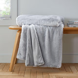 Catherine Lansfield Glamour Fur Throw Silver