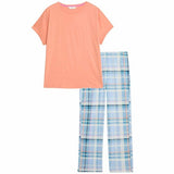 M&S Womens Pure Cotton Printed Pyjama Set, Small, Peach
