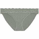 M&S Womens, Cotton Blend Printed Bikini Knickers, Size 14, Green