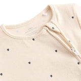 M&S Heart Sleepsuit, 0-3 Months, Pewter
