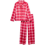 M&S Womens Checked Pyjama Set, XXL, Red & White