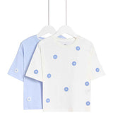 MS Pure Cotton Floral Tops 2 Pack 4-5 Years Blue
