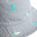 M&S Kids Embroidered Bucket Sun Hat, 3-6 Years, Steel Blue
