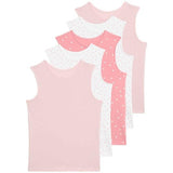 M&S Girls Pure Cotton Heart Print Vests, 8-9 Years, Pink Mix