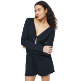 M&S Rib Pointelle Lounge Shortie Set, M, Navy