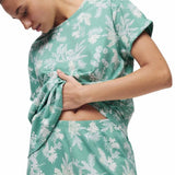 M&S Womens Floral Print Cropped Pyjama Set, S, Seafoam